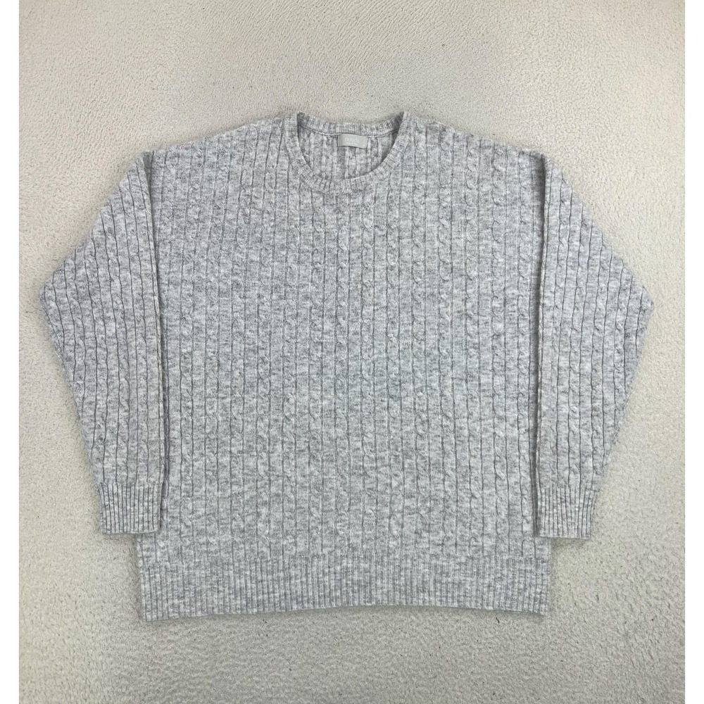 Nuuds Sweater Womens Medium Gray Cable Knit Yak Wool Blend Crewneck Pullover